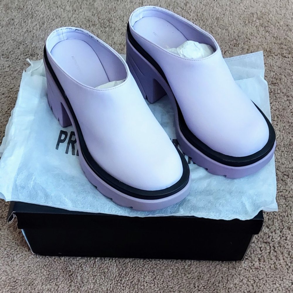 Lilac Platform Contrast Chunky Sole Heeled Sandals - Picture 4 of 8